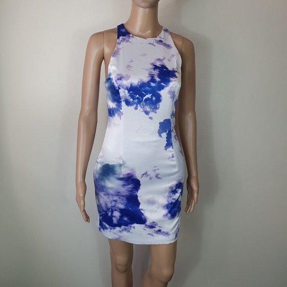 Bec and Bridge dress Sz 8 Saint Cloud Shift white purple cocktail tie die party - Picture 3 of 8